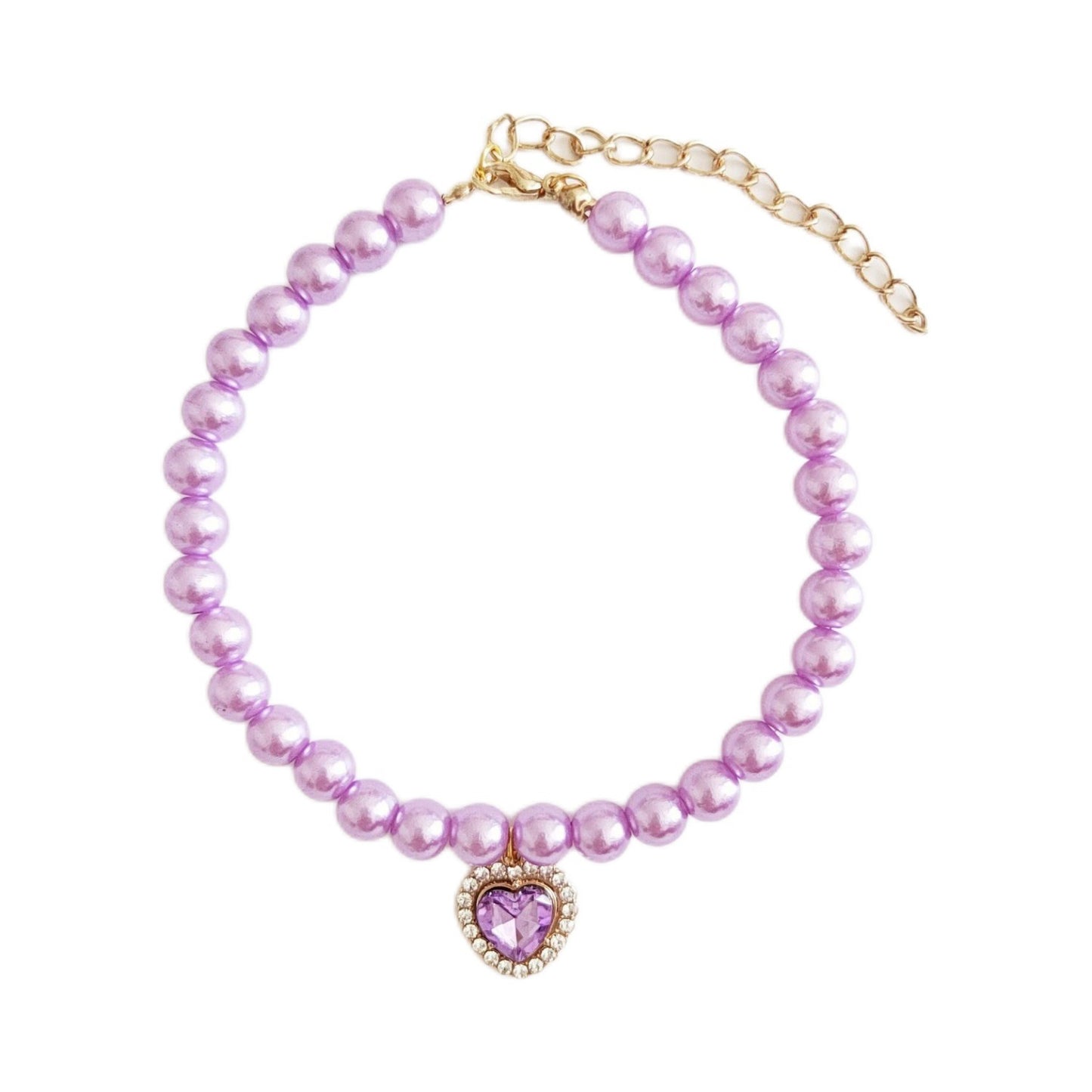 Pet Necklace Cat Pearl Pendant Colorful Gem