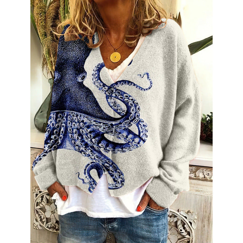 Women's Abstract Printing Casual Coat Cardigan