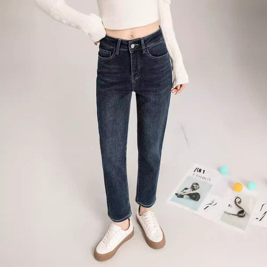 Slimming Straight Pants Women's Thick Fleece Baguette Pants