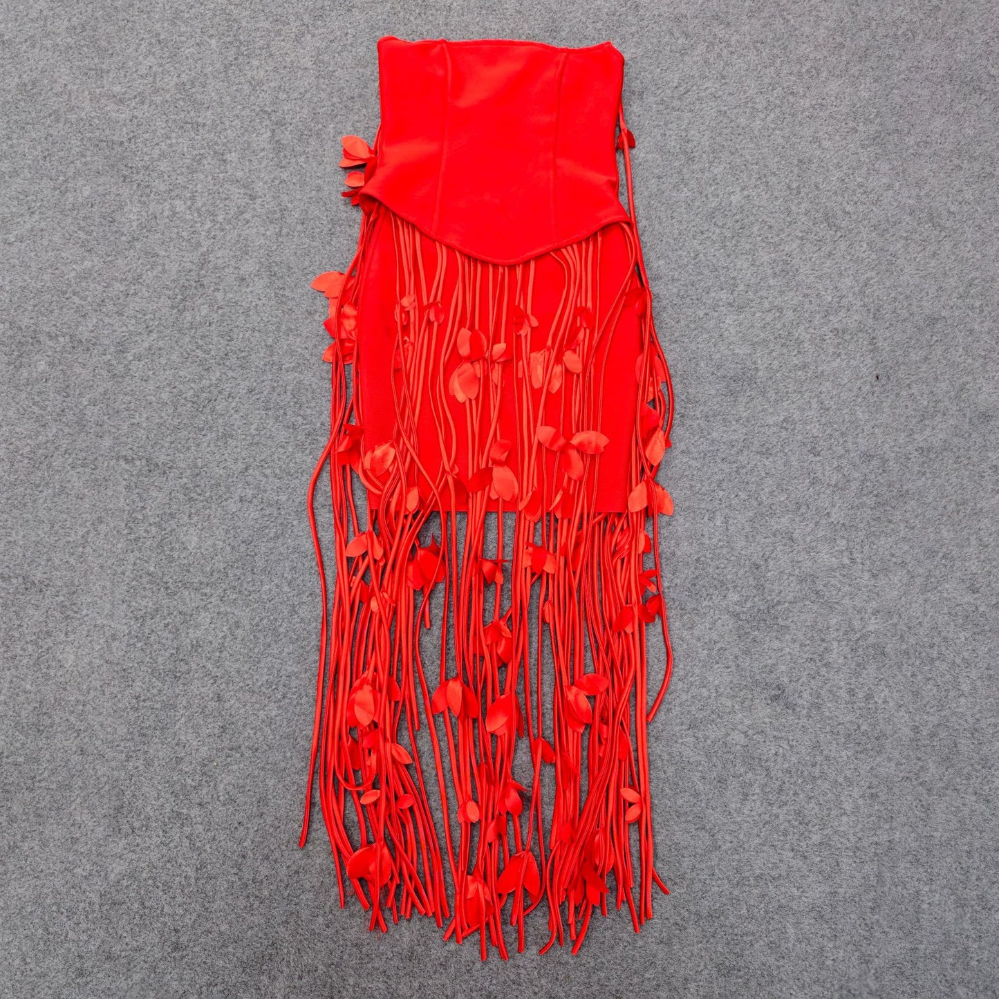 Women's European And American-style Sexy Strapless Tassel Bodycon Dress