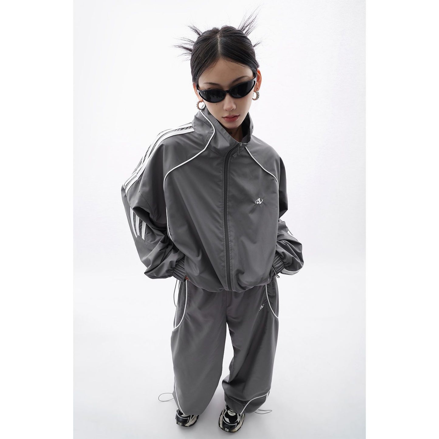 High-grade Fashion And Handsome Outdoor Jacket Coat Wide-leg Trousers 2-piece Set For Women