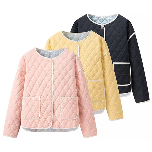 Casual Loose All-match Diamond Pattern Cotton-padded Coat
