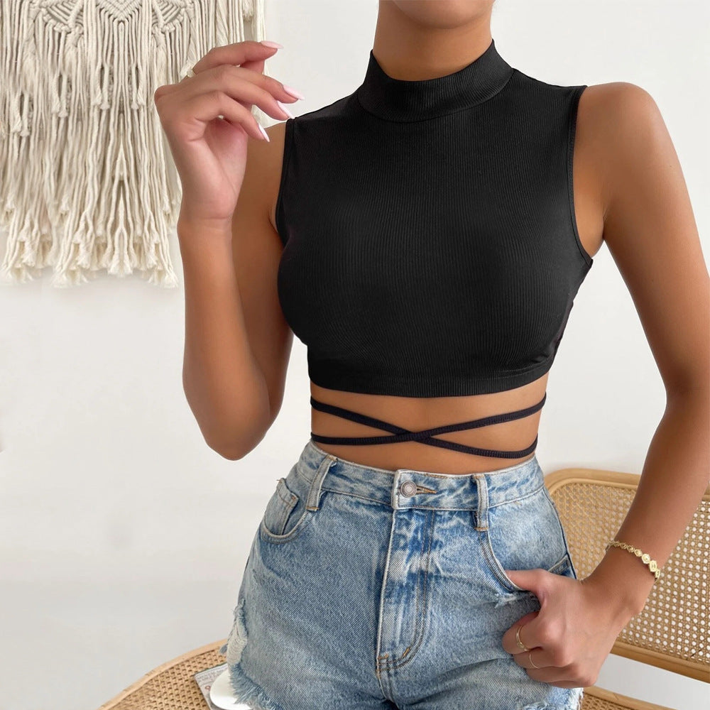 New Slim-fit Solid Color Short-sleeveless Top For Women