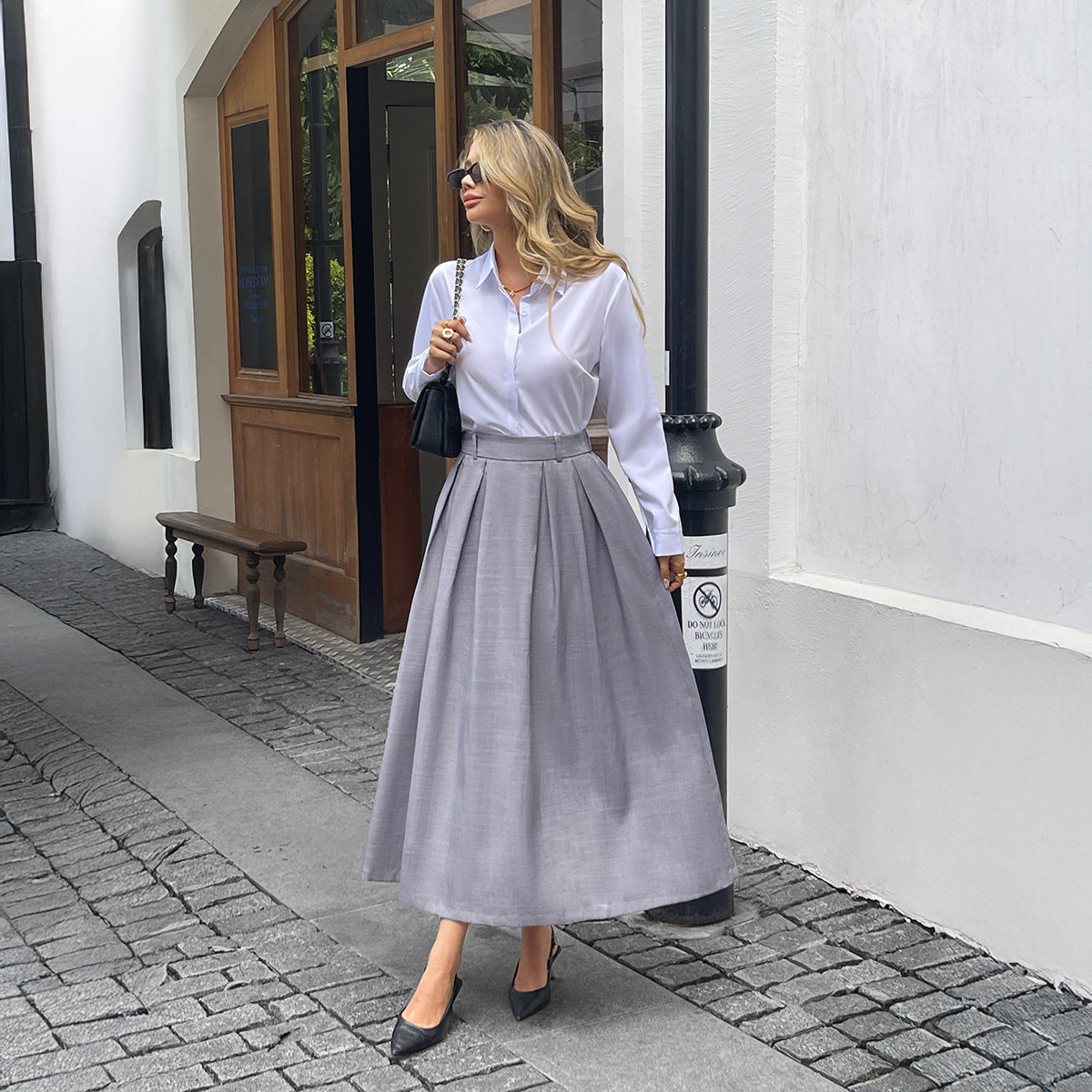 Stylish Solid-Color Commuter Long Skirt For Women
