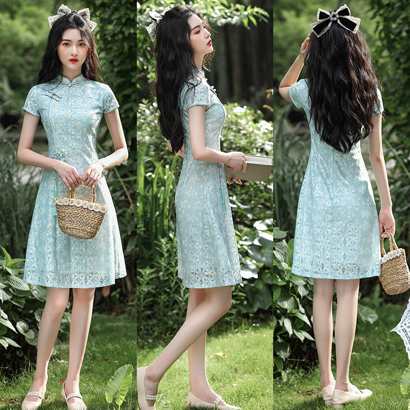 Modificeret Cheongsam Slank Vintage Kinesisk-stil Kjole