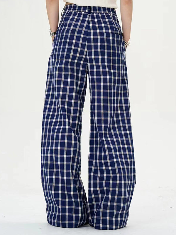 Women's Plaid Fashion Straight Loose Pants