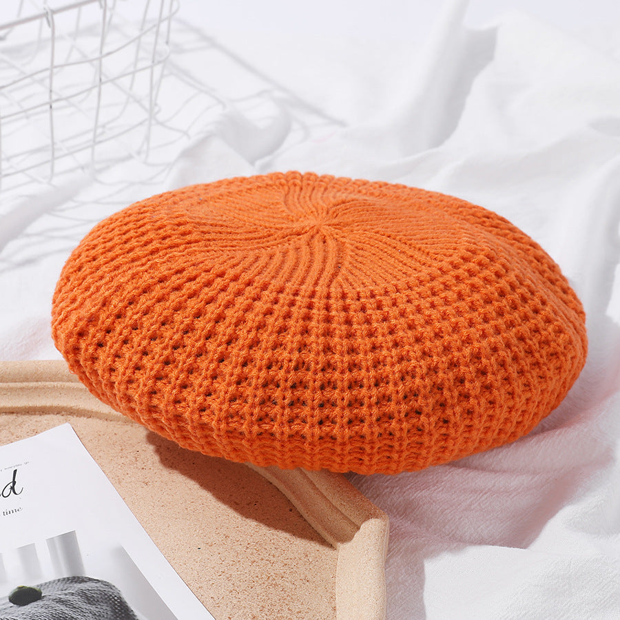 Popular Macaron Color Knit Beret Hat Women