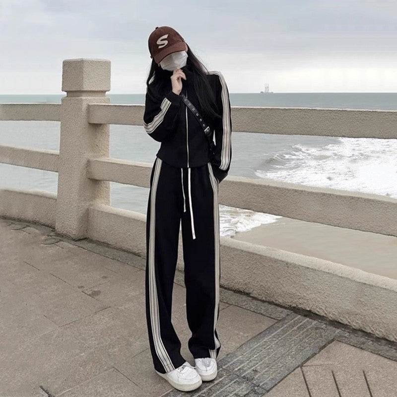 Women's Loose Short Jacket Fashion Casual Two-piece Set