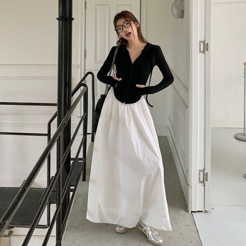 High Elastic Waist Casual Loose Temperament A- Line Skirt