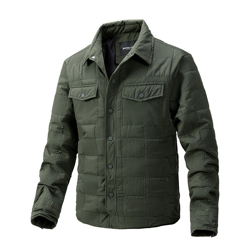 Casual Shirt Men's Business Quilted Cotton Coat Men's Clothing Polo Collar Jacket