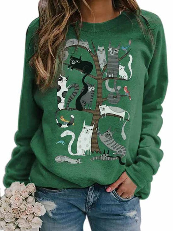 Long Sleeve Gradient Print Pullover Sweatshirt