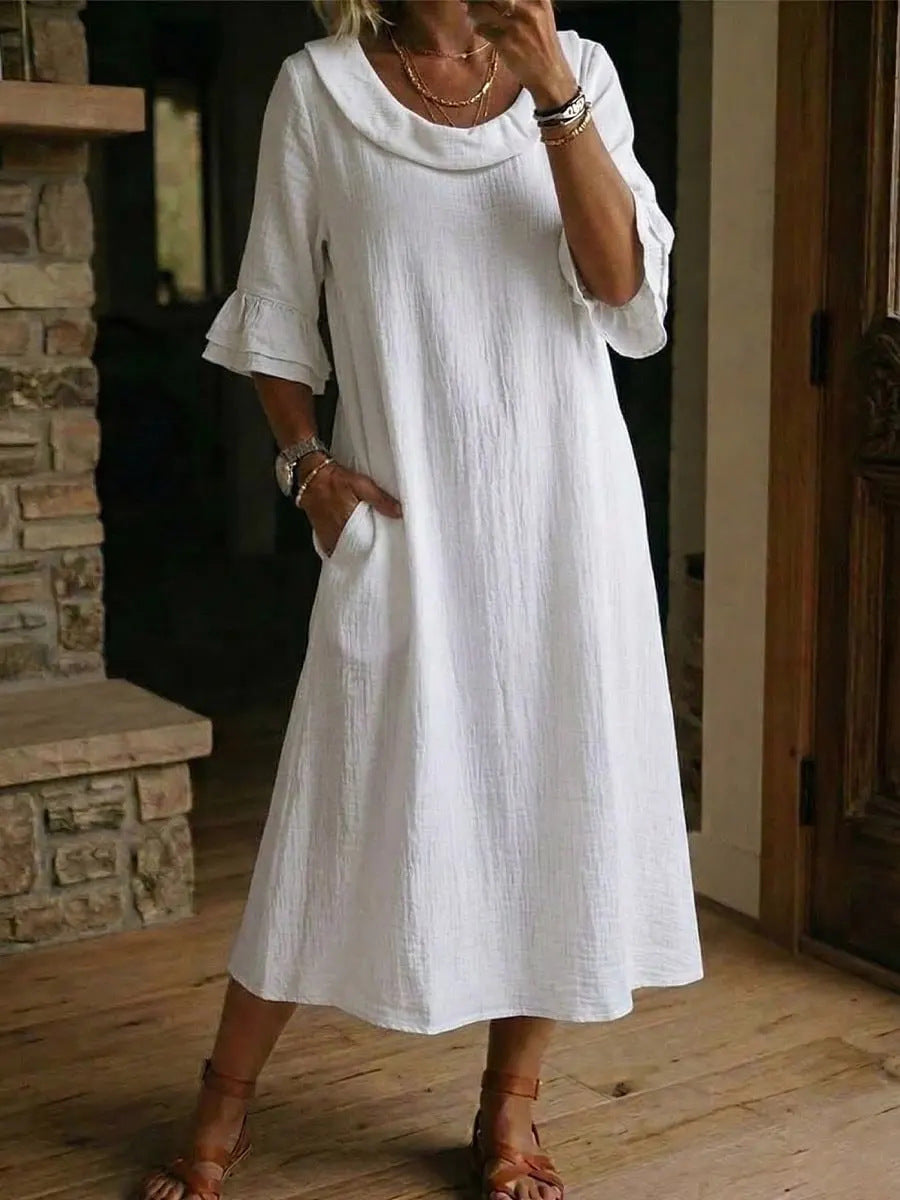 Women's Fashion Solid Color Crew Neck Dress