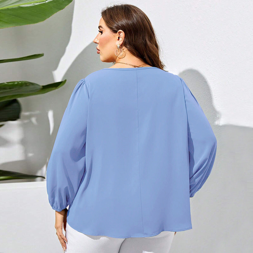 European And American Women's Loose Casual Shirt Sleeve Elegant Shirt Top