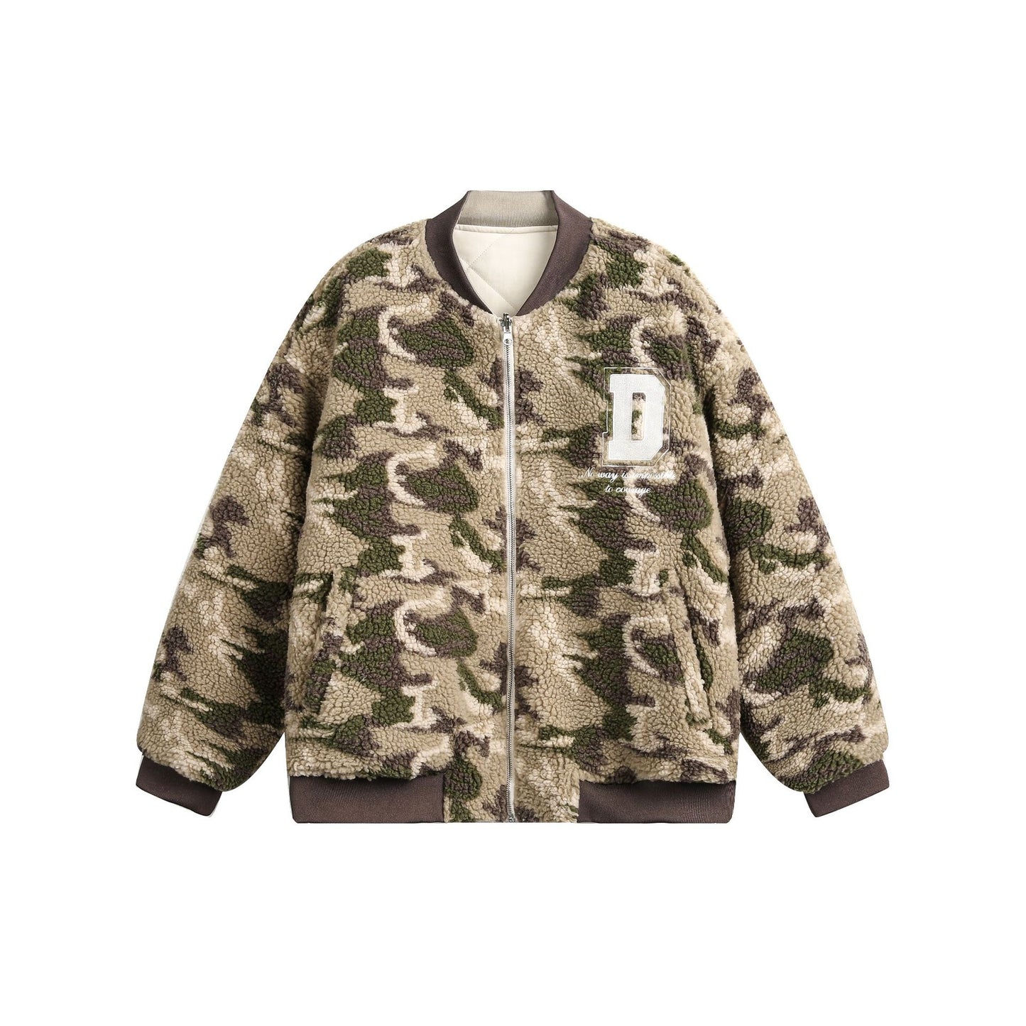 Lambskin Cotton-padded Camouflage Baseball Uniform