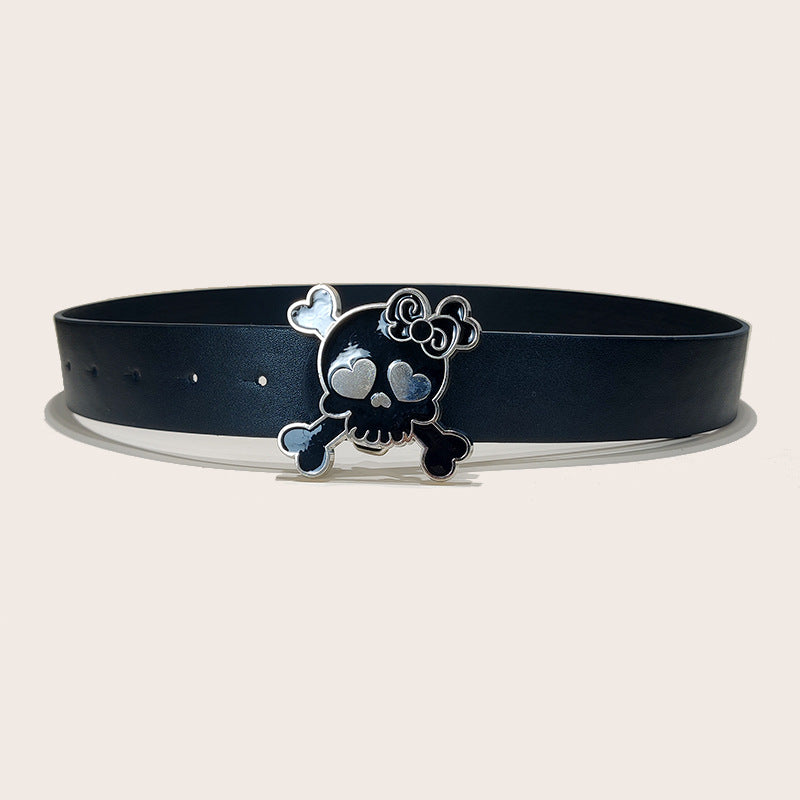 Personalized Skull And Rose Embossed PU Leather Belt