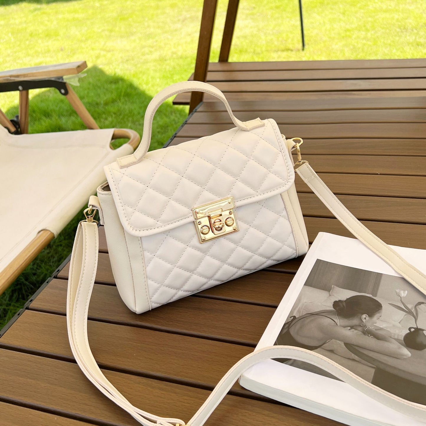 Women's Rhombus Crossbody Shoulder Bag Fashion PU Handbag