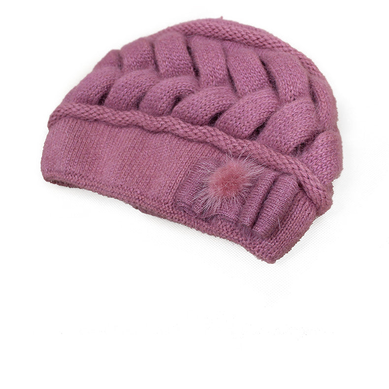 Women's Autumn And Winter Wool Double Layer Warm Knitted Rabbit Fur Hat