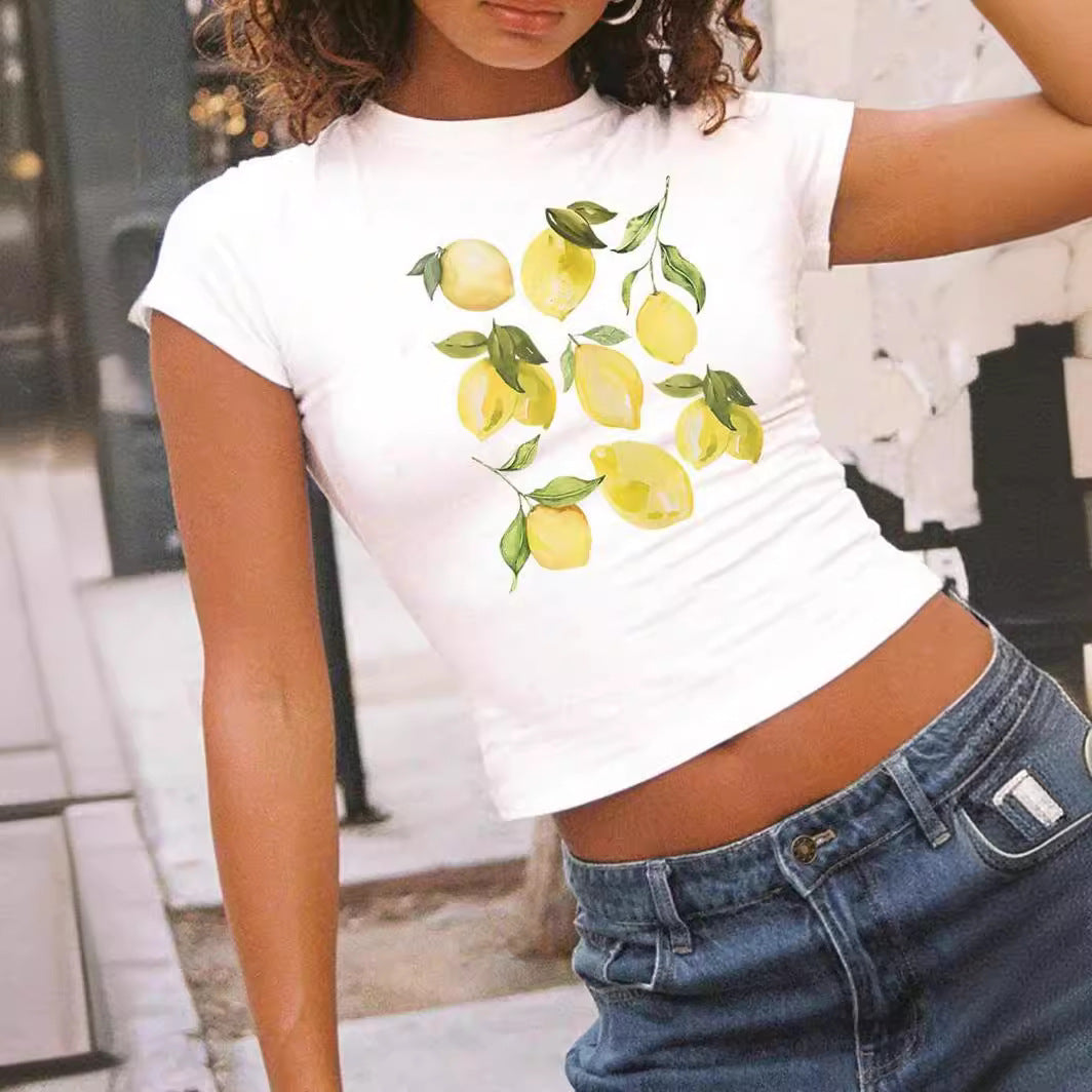 Summer Women's Slim Fit Fashion Short Sleeve T-shirt Top