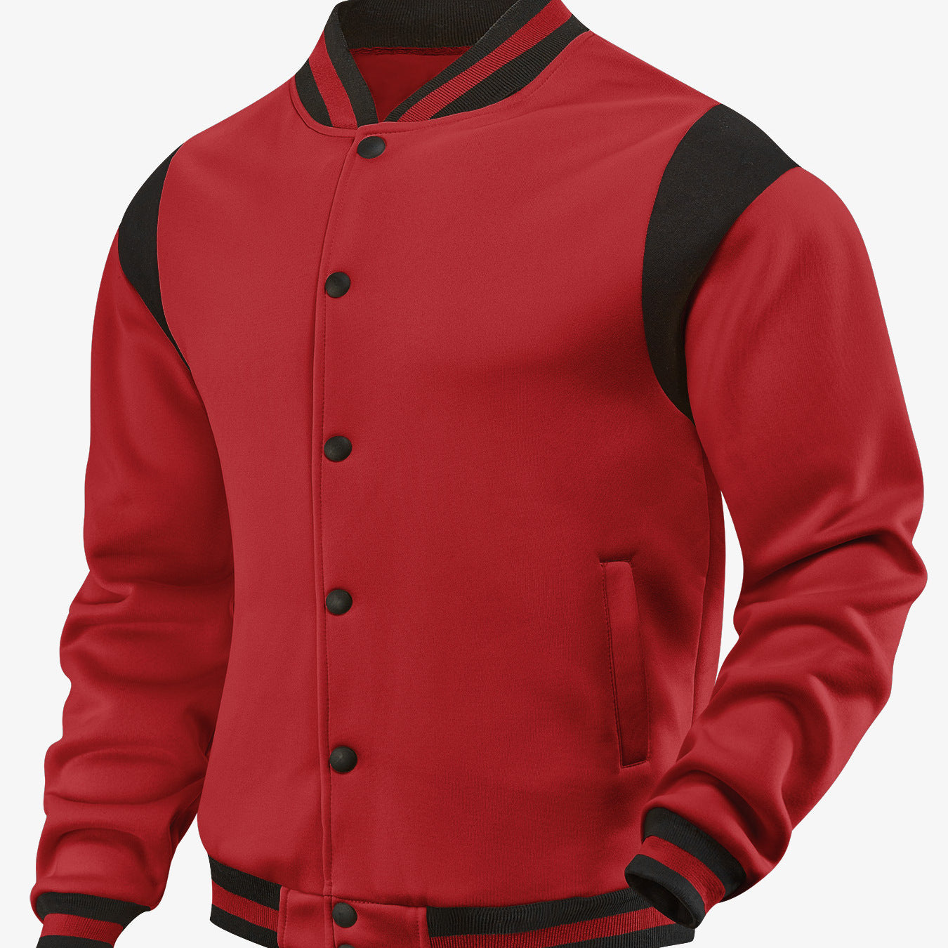 Casual Sporty High-street Fleece-lined Cardigan With Patchwork Design And Stand-up Collaraviator Baseball Jacket