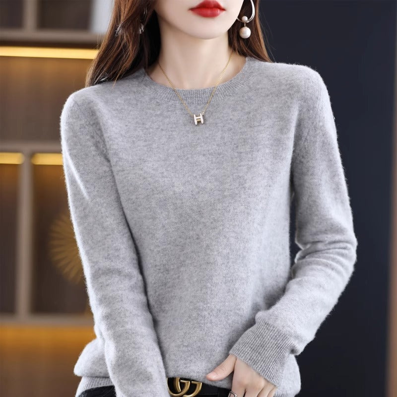 Round Neck Pure Wool Women's Sweater Loose Autumn And Winter