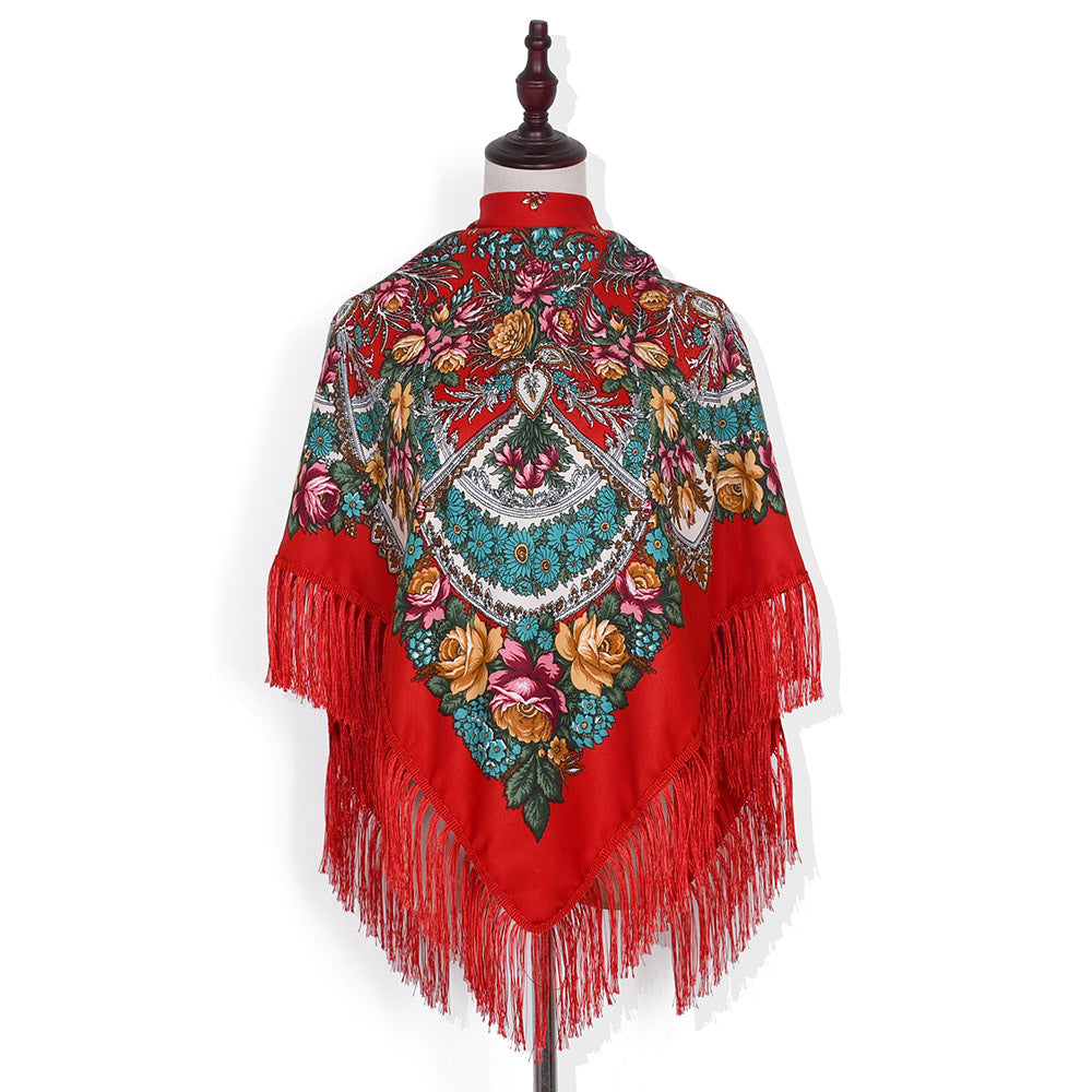 Shade And Sunscreen Printed Fringed Shawl