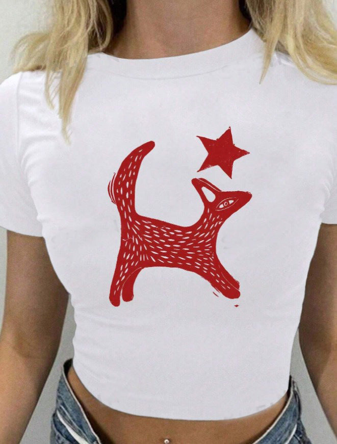 Women's Hot Girl Summer Slim Fit All-match Short Sleeve T-shirt
