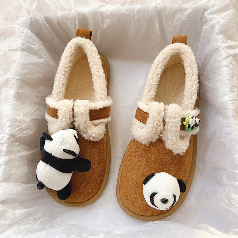 Cute Lamb Fleece-lined Thickened Cartoon Panda Cotton Shoes