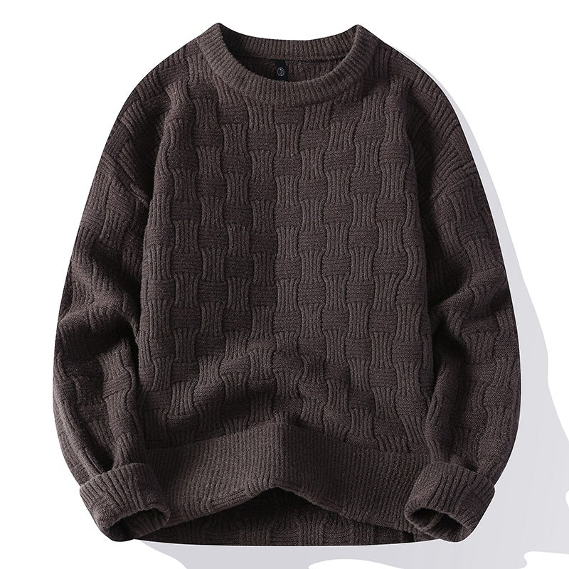 Strikket herresweater med rund hals i ny mode