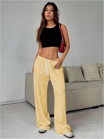 New Multi-pocket Women's Drawstring Waist Wide-leg Pants