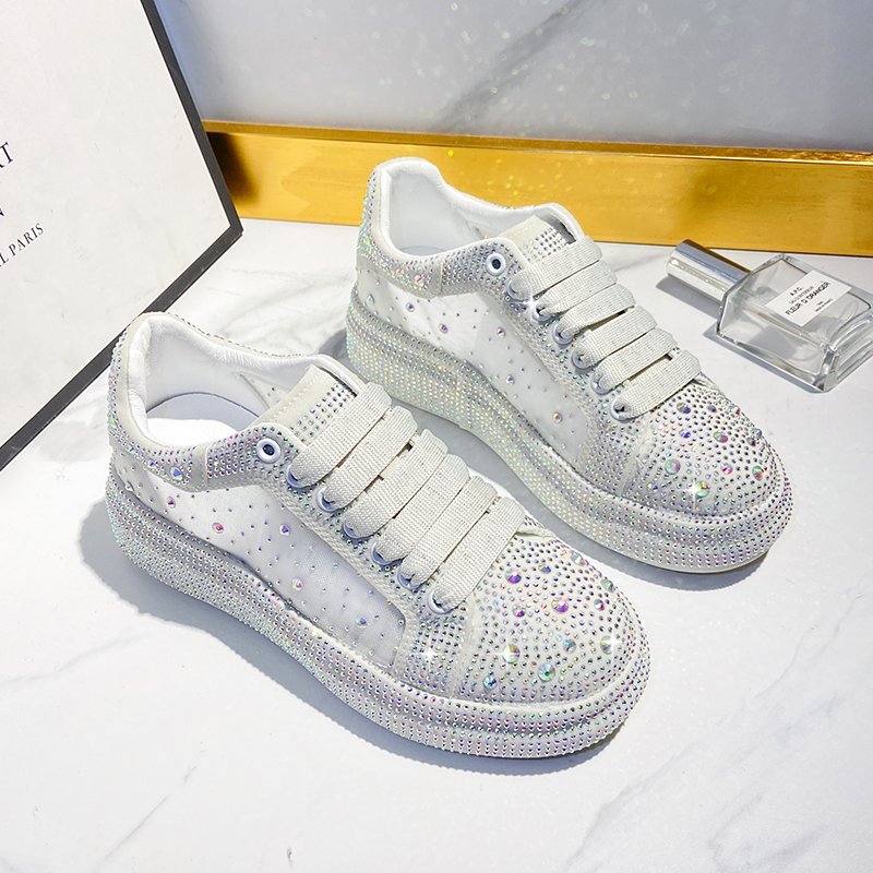 New Style Rhinestone Lace-up Breathable Casual Sneakers