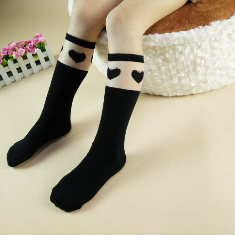Medium High Socks Cartoon Cat Head Lace Mesh Stockings