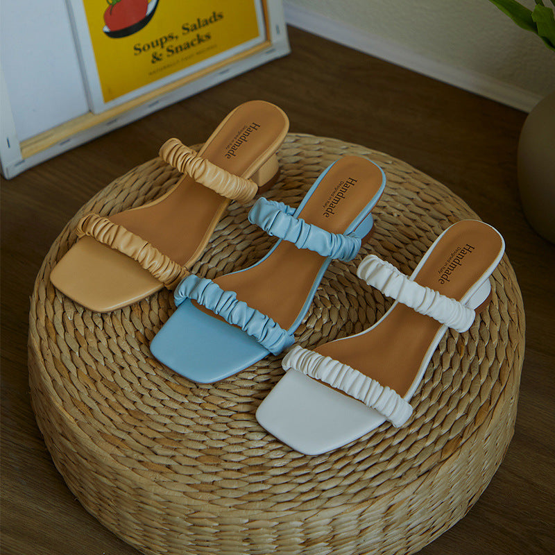New Holiday Style Broadband Lazy Mid-heel Women's Shoes