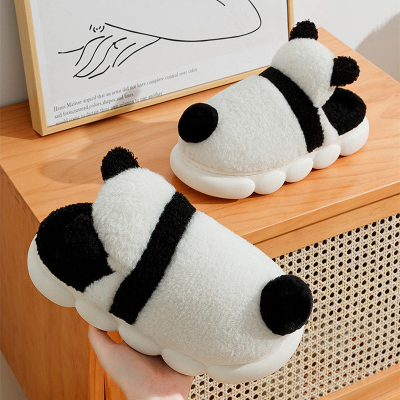 Søde Panda Sko Vinter Plys Hjemmesko Kvinder Varme Tegneserie Haven Hjemmesko Indendørs Tyk Sål Fodtøj Skridsikre Fluffy Hjemmesko