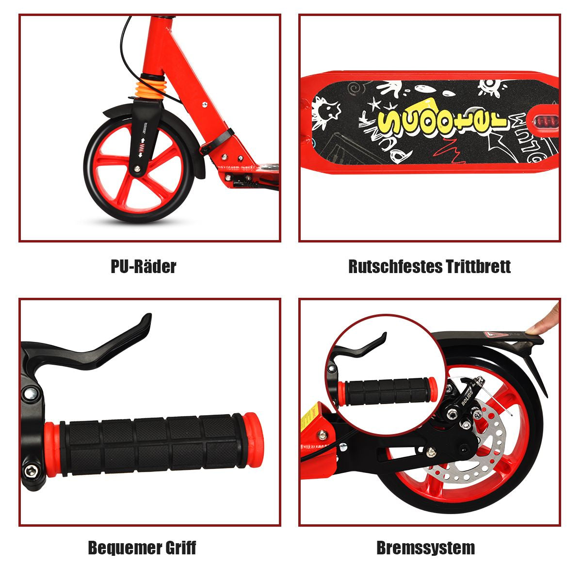 Klappbarer Kickscooter Mit Klingel & Ständer Höhenverstellbarer Scooter Roller Tretroller