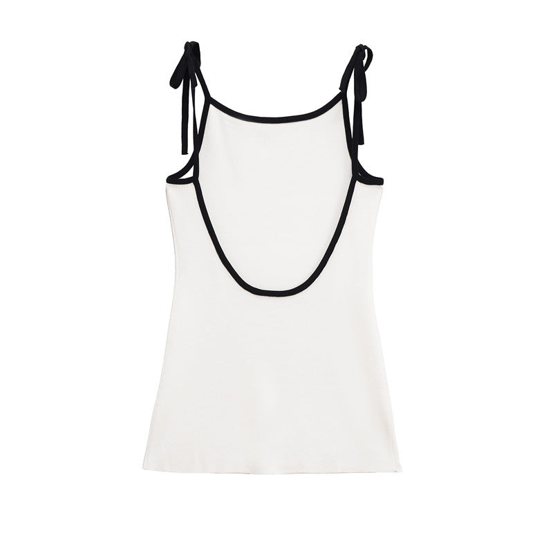Female Fashion Color Contrast Bowknot Dress