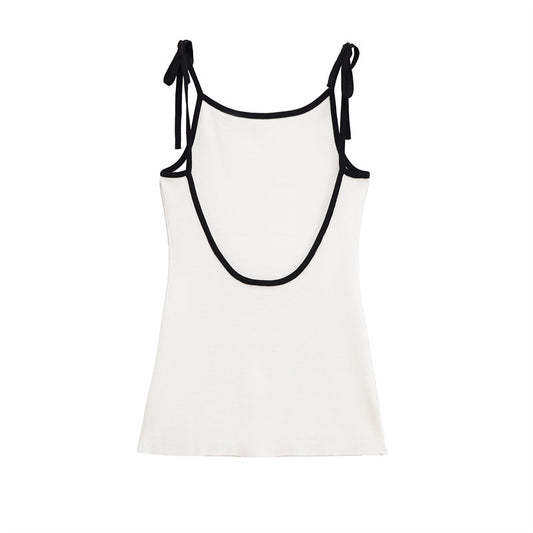 Female Fashion Color Contrast Bowknot Dress