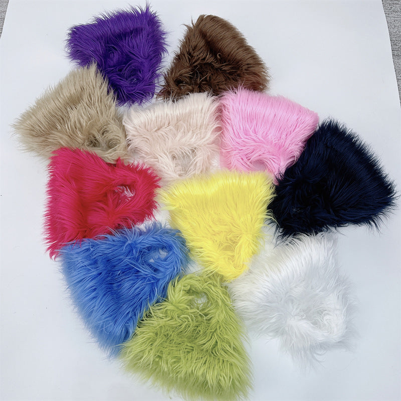 Cross-border NImitated Tibet Sheep Fur Square Bag Plush Personality Style Hand Holding Clutch