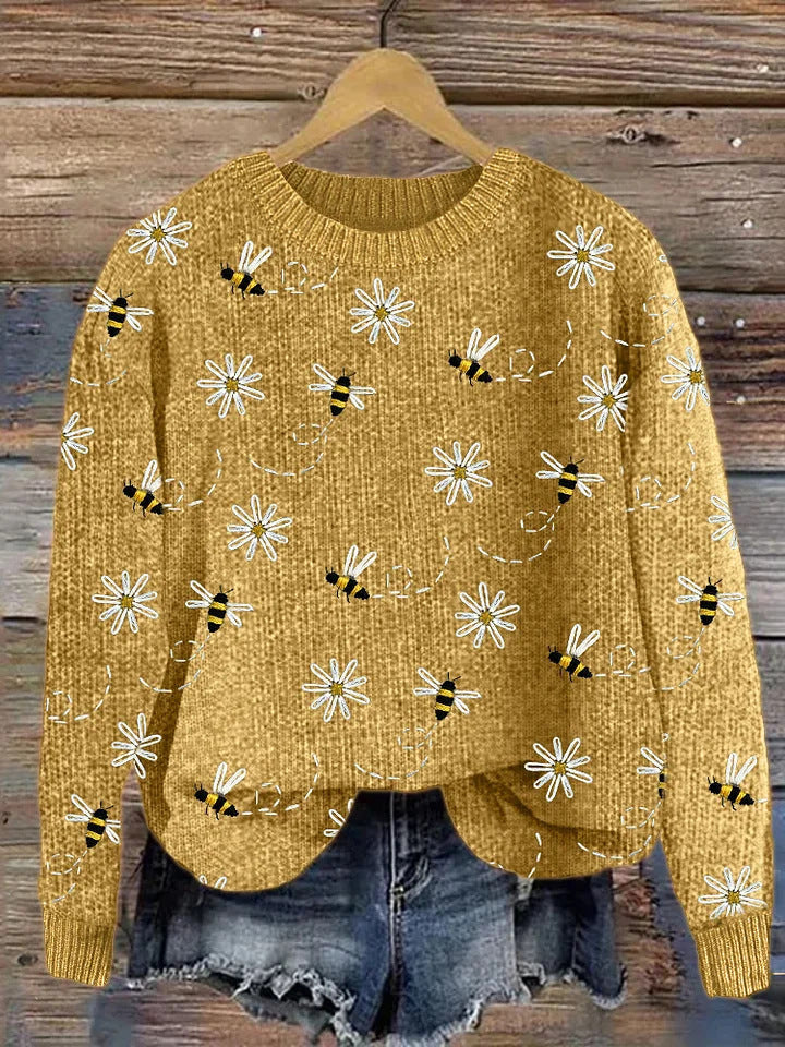 3D Digital-Print Crew-Neck Sweater In A Faux-Sweater Style