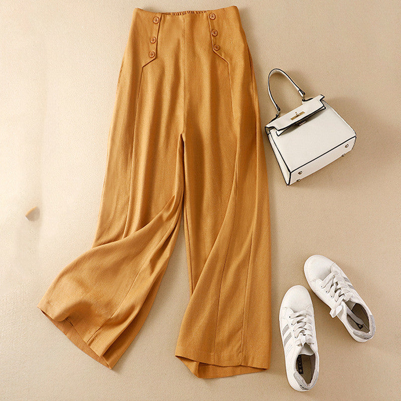 Drape High Waist Casual Straight Pants Children