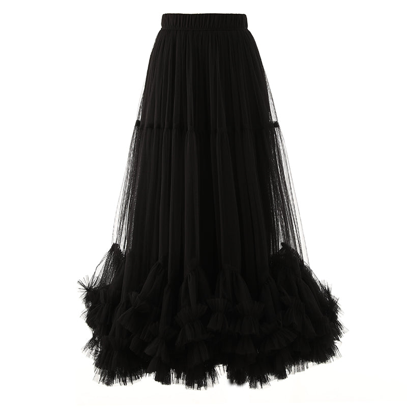 Lace A- Line Bubble Large Hem Fashion Mesh Skirt