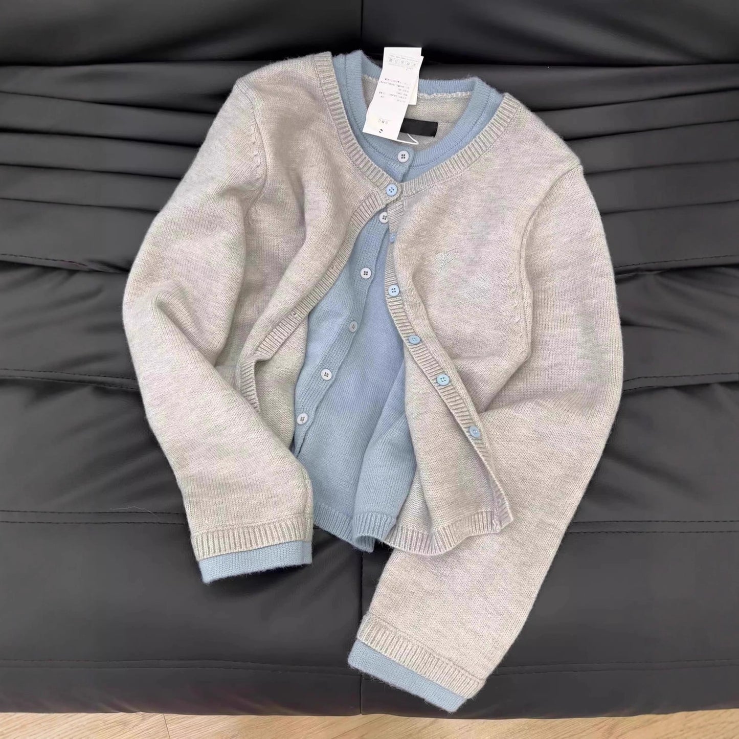 Autumn And Winter New Fake Two-piece Knitted Sweater Coat For Women