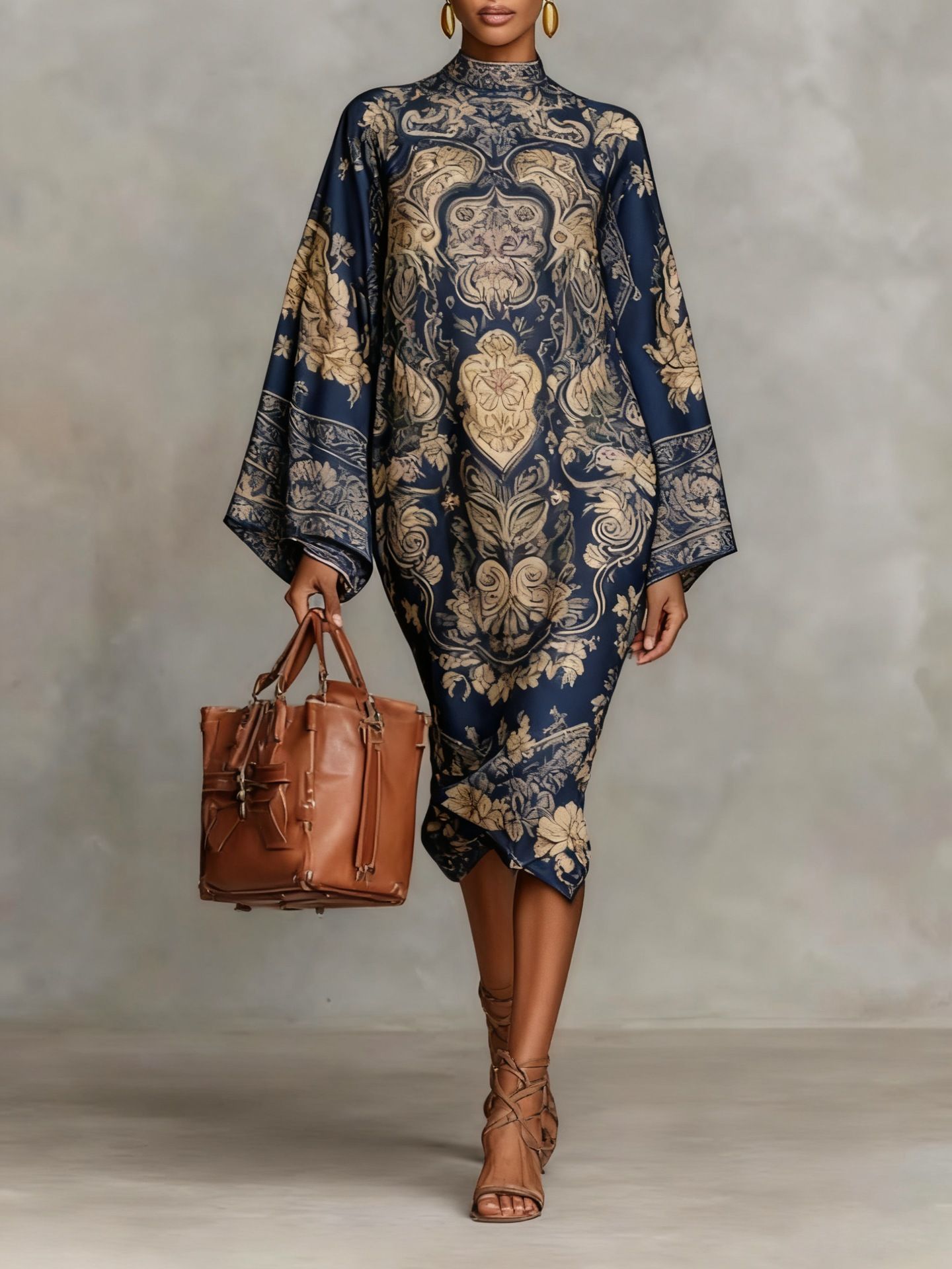 Digital Printing Fresh And Retro Flowy Dress