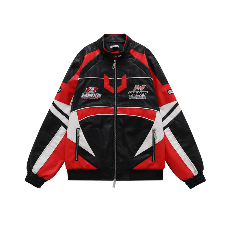 American Retro Motorcycle Embroidered Baseball Jersey
