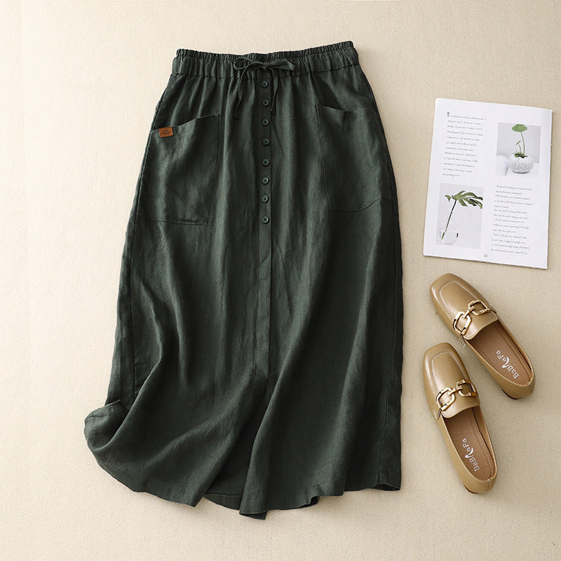 Women's Fashion Slimming Artistic Cotton And Linen Skirt
