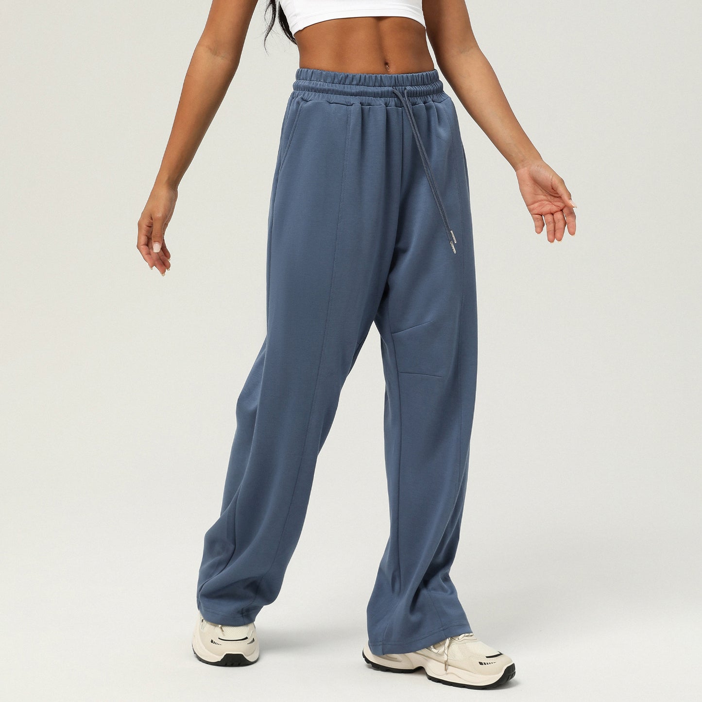 Womens High-Waisted Drawstring-Trimmed Bootcut Pants That Enhance The Hips