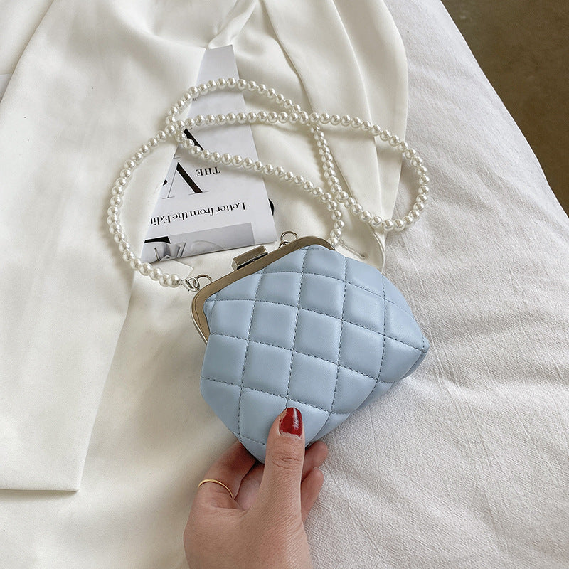Women's Pearl Chain New Fashion Rhombus Lipstick Bag