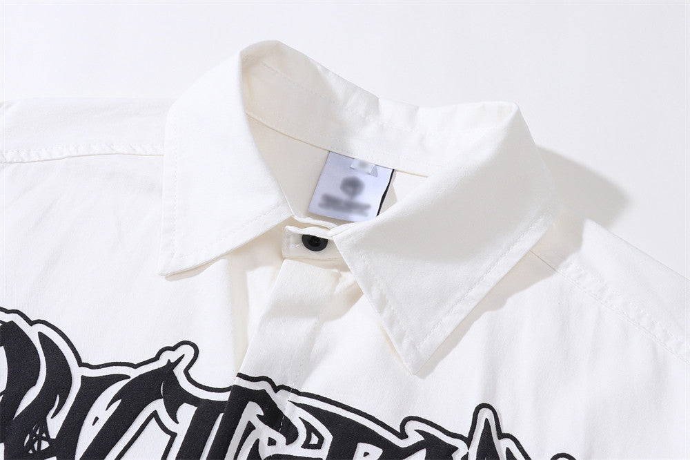 Foam Letter Printed Long-sleeved Shirt Men's High Street
