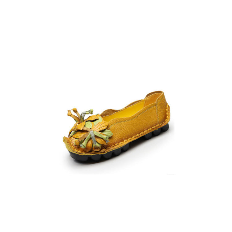 Rubber Socofy Soft Flat Leather Loafers
