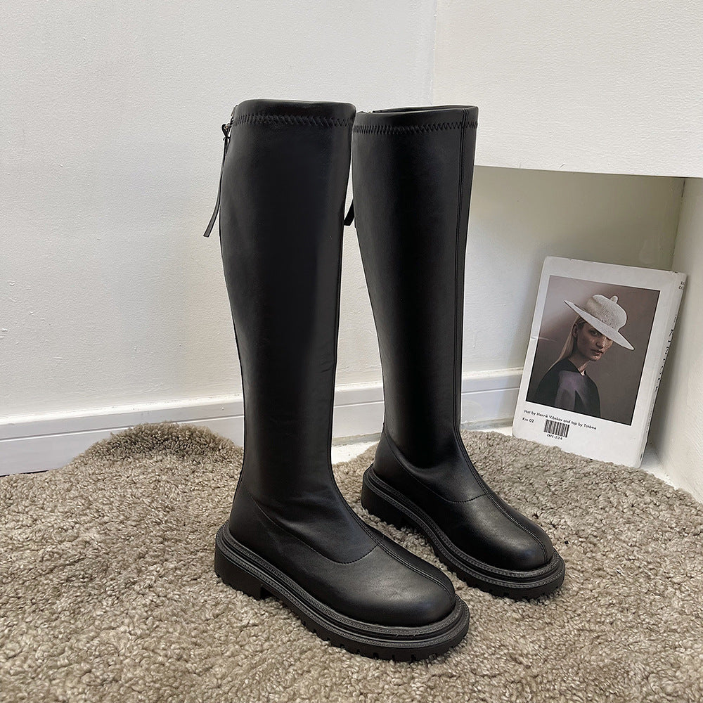 Knight  Long  Women White Boots Mid Heel
