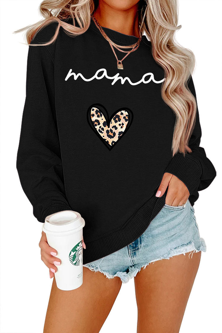 Leopard Print Heart Printing Plus Size Casual Simple Women's Long-sleeved Fleese
